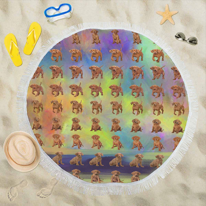 Vizsla Dogs  Round Beach Mat 59’’