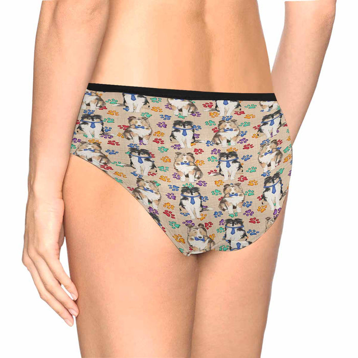 Shetland Sheepdog Blue  Women&#039;s High Waist Briefs (Model L26)