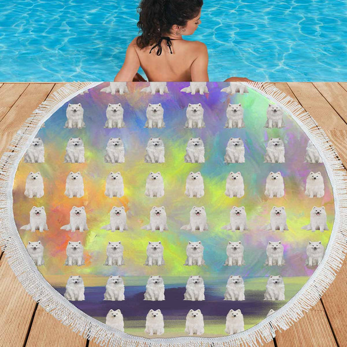 Samoyed Dogs  Round Beach Mat 59’’