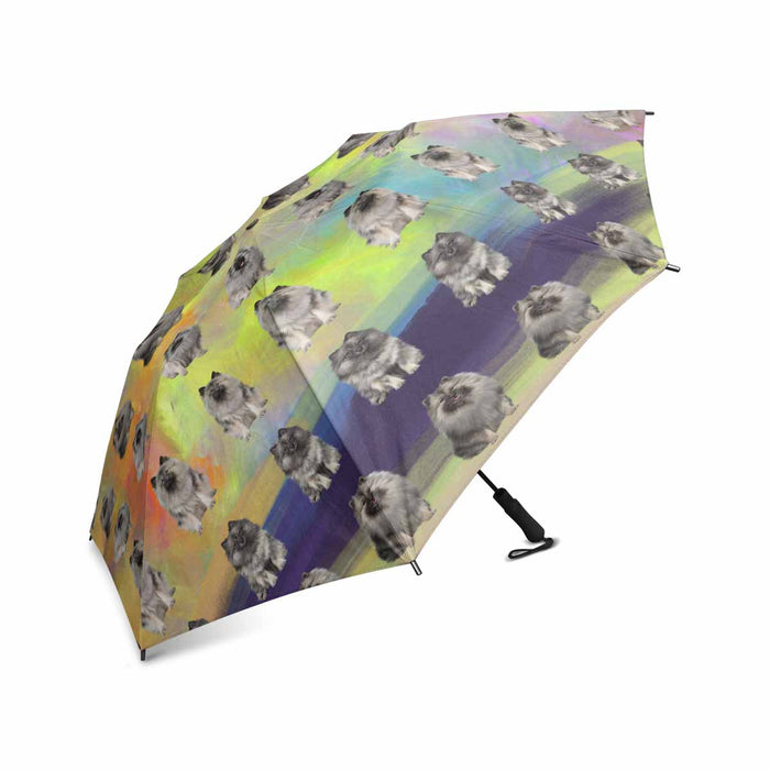 Keeshond Dogs  Semi-Automatic Foldable Umbrella