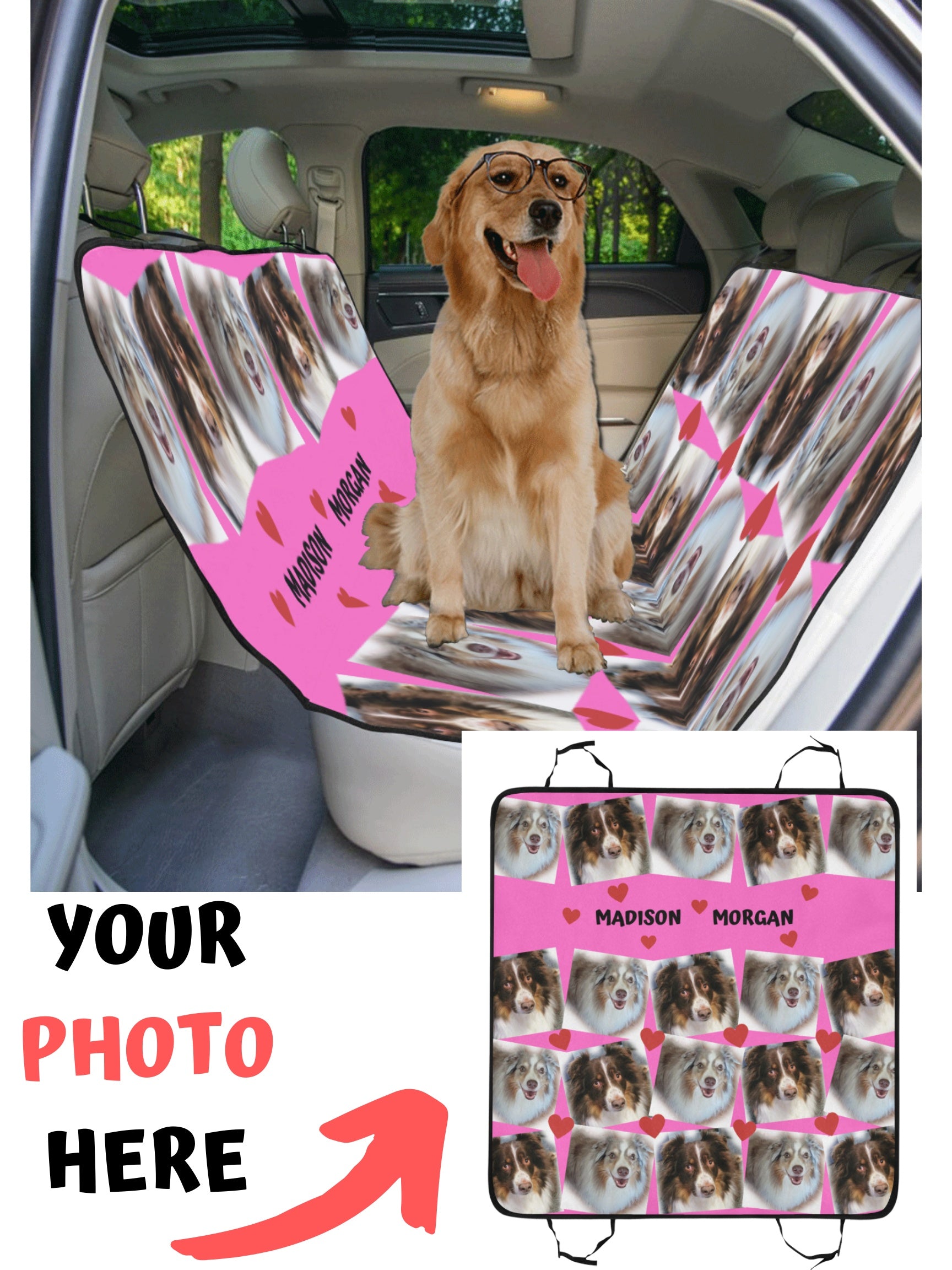 Custom Dog Car Seat Covers, Upload Your Photos