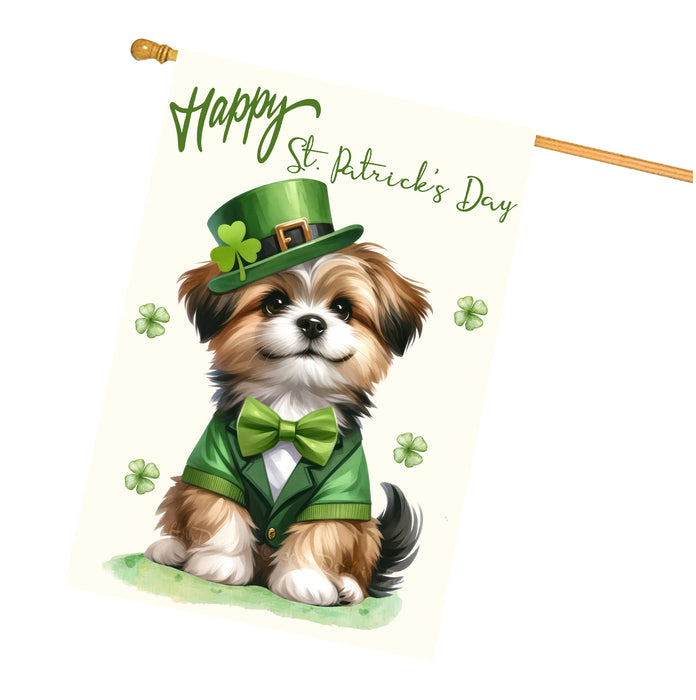 St. Patrick's Day  Brown & White Dog House Flags with Many Design - Double Sided Yard Home Festival Decorative Gift - Holiday Dogs Flag Decor - 28"w x 40"h