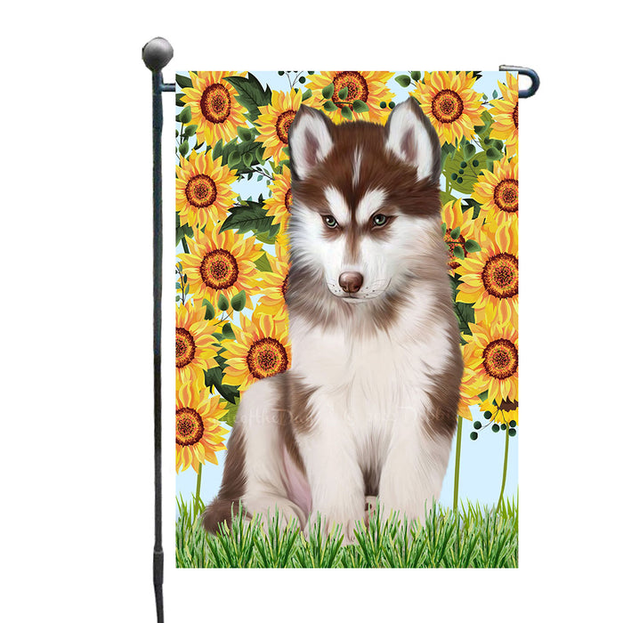 Sunflower Siberian Husky Dogs Garden Flags - Outdoor Double Sided Garden Yard Porch Lawn Spring Decorative Vertical Home Flags 12 1/2"w x 18"h