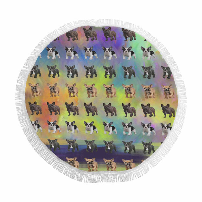 French Bulldogs  Round Beach Mat 59’’