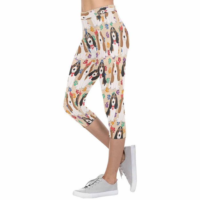 Basset Hound Dogs Red  All-Over Low Rise Capri Leggings (Model L08)