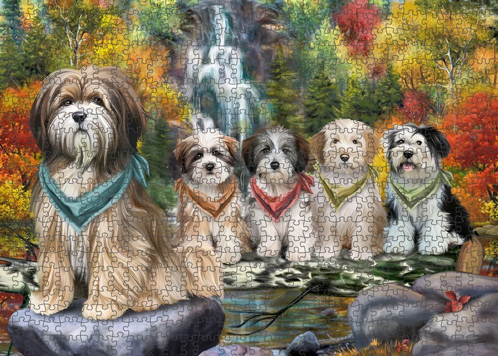 Scenic Waterfall Tibetan Terriers Dog Puzzle with Photo Tin PUZL52458