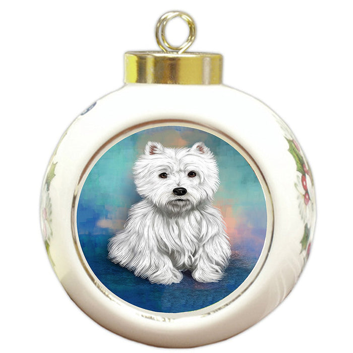 West Highland Terriers Puppy Dog Round Ball Christmas Ornament