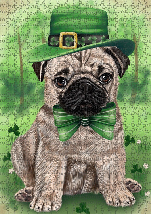 St. Patricks Day Irish Portrait Pug Dog Puzzle with Photo Tin PUZL51789