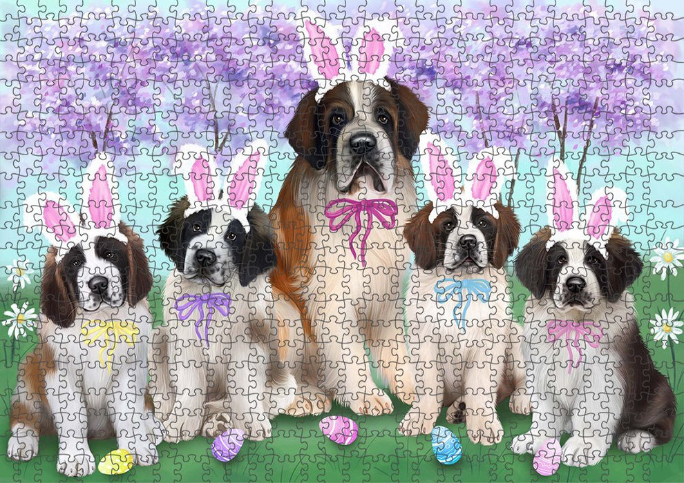 Saint Bernards Dog Easter Holiday Puzzle with Photo Tin PUZL51294