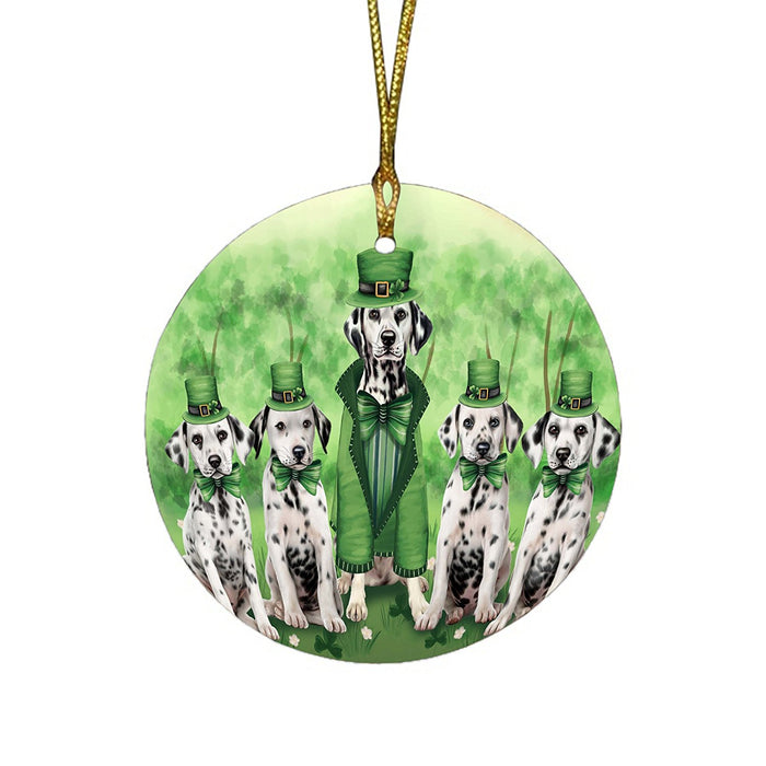 St. Patricks Day Irish Family Portrait Dalmatians Dog Round Christmas Ornament RFPOR48784