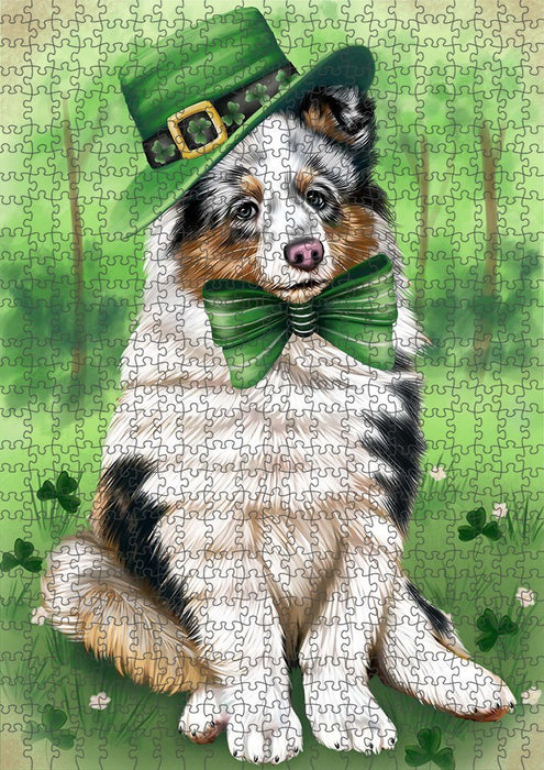 St. Patricks Day Irish Portrait Shetland Sheepdog Dog Puzzle with Photo Tin PUZL51897 (300 pc. 11" x 14")