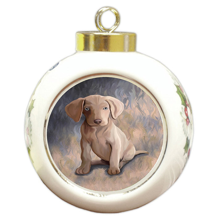 Weimaraner Puppy Dog Round Ball Christmas Ornament