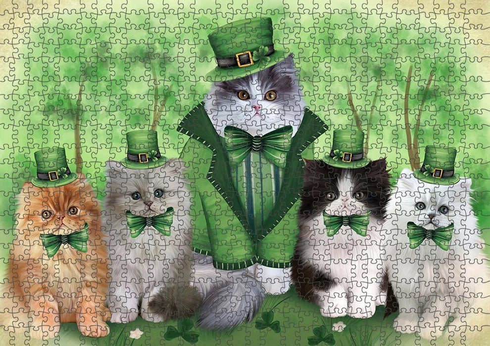 St. Patricks Day Irish Family Portrait Persian Cats Puzzle with Photo Tin PUZL51714