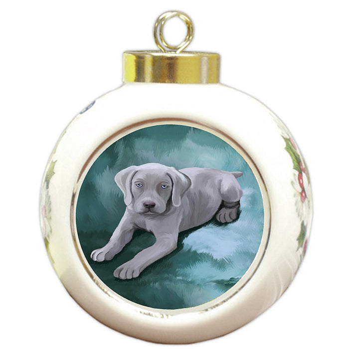 Weimaraner Puppy Dog Round Ball Christmas Ornament