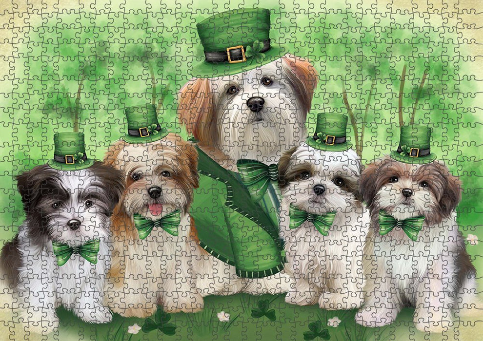 St. Patricks Day Irish Portrait Malti Tzus Dog Puzzle with Photo Tin PUZL51702