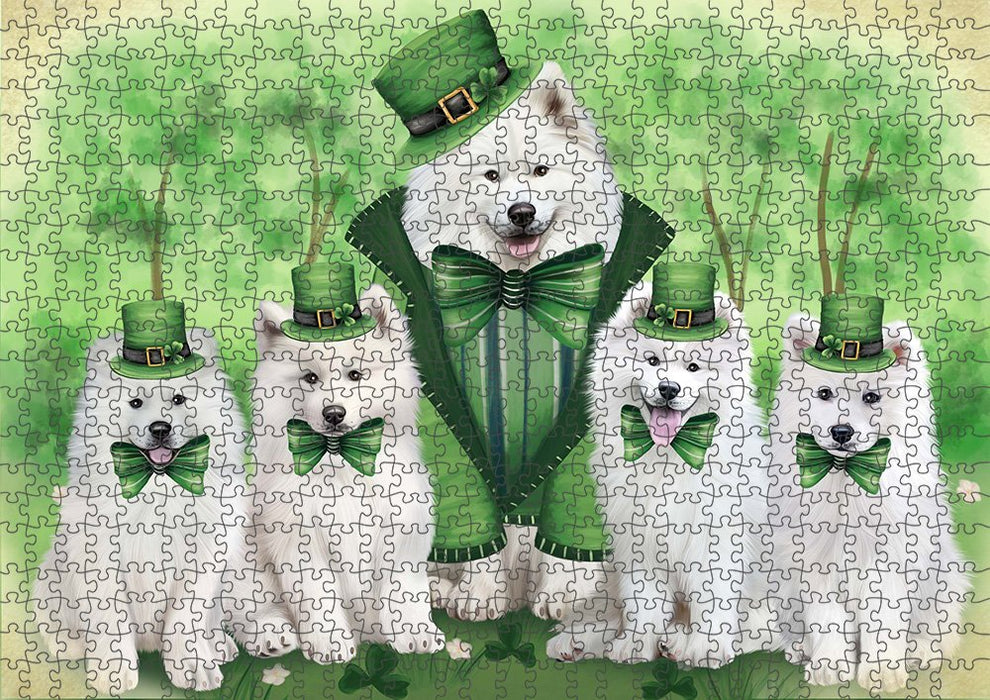 St. Patricks Day Irish Family Portrait Samoyeds Dog Puzzle with Photo Tin PUZL51837