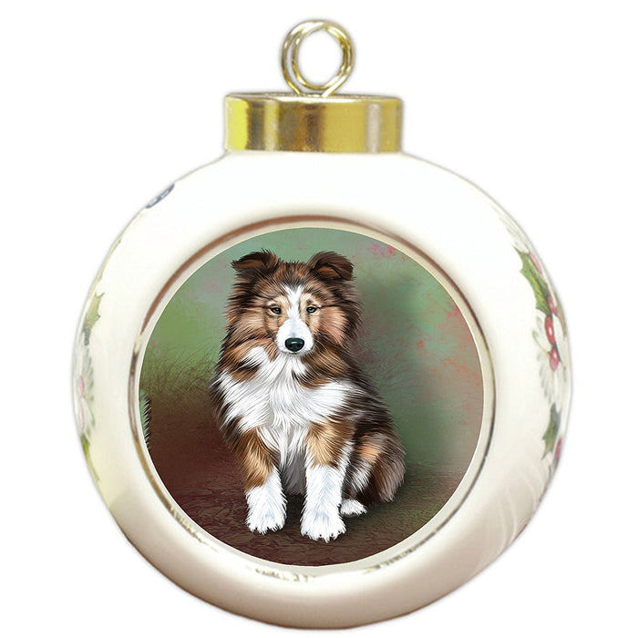 Shetland Sheepdogs Puppy Dog Round Ball Christmas Ornament