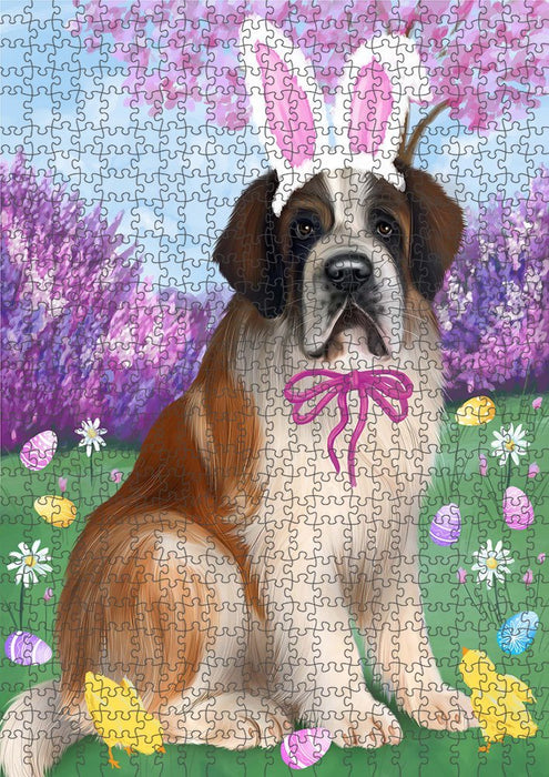 Saint Bernard Dog Easter Holiday Puzzle with Photo Tin PUZL51291