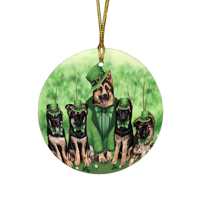 St. Patricks Day Irish Family Portrait German Shepherds Dog Round Christmas Ornament RFPOR48795