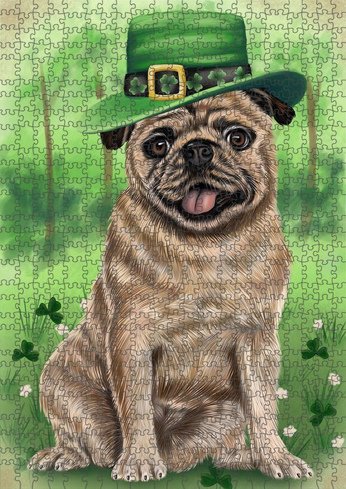 St. Patricks Day Irish Portrait Pug Dog Puzzle with Photo Tin PUZL51783