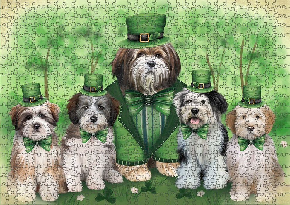 St. Patricks Day Irish Family Portrait Tibetan Terriers Dog Puzzle  PUZL51948