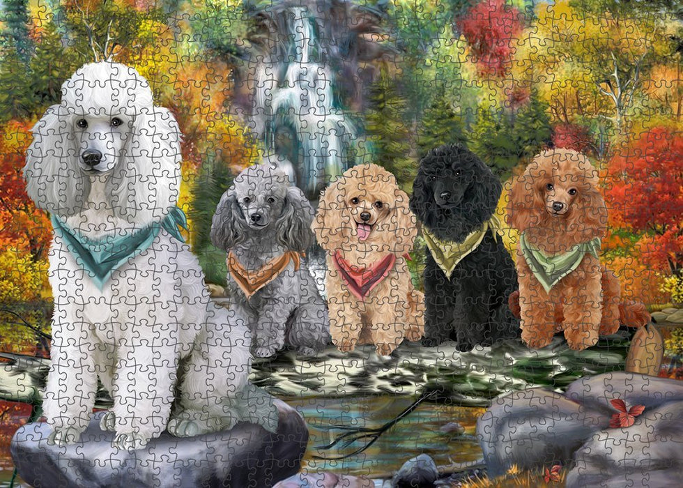 Scenic Waterfall Poodles Dog Puzzle with Photo Tin PUZL52314