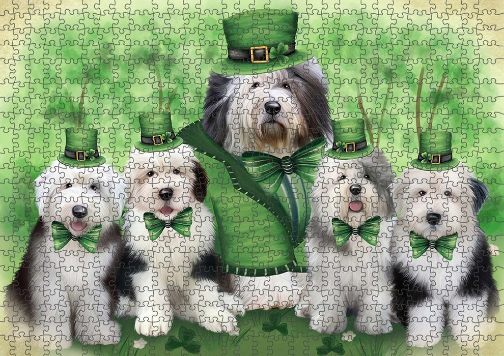 St. Patricks Day Irish Portrait Old English Sheepdogs Puzzle with Photo Tin PUZL51705