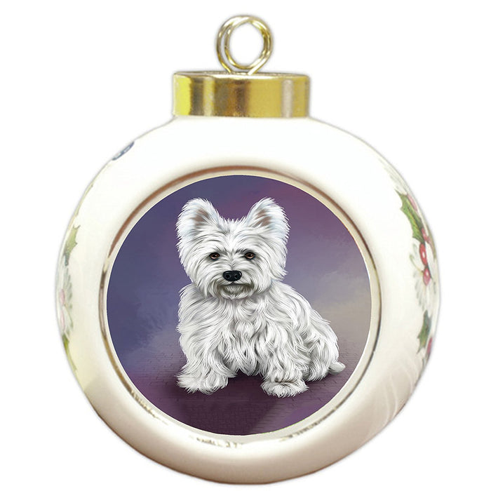 West Highland Terriers Puppy Dog Round Ball Christmas Ornament
