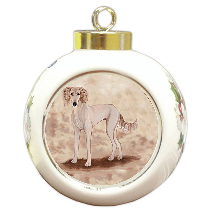 Saluki Puppy Dog Round Ball Christmas Ornament