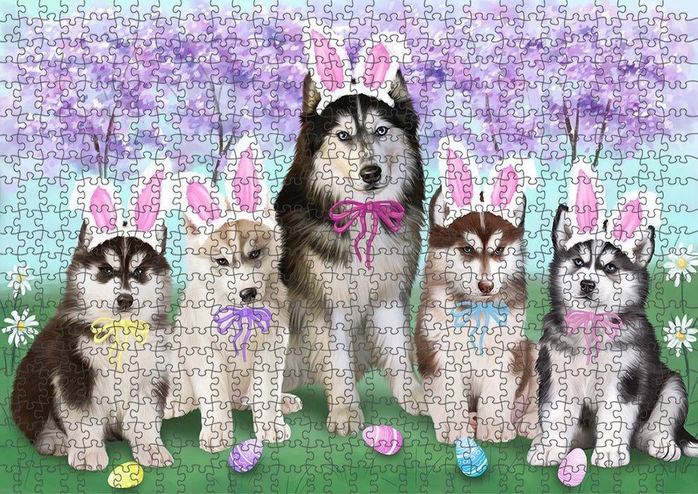 Siberian Huskies Dog Easter Holiday Puzzle with Photo Tin PUZL51396