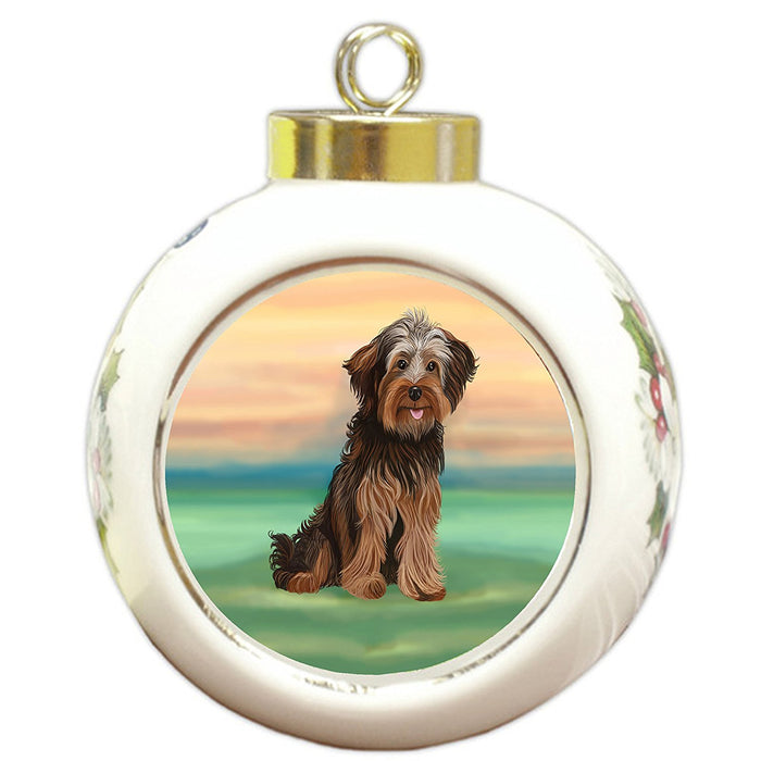 Yorkipoo Dog Round Ball Christmas Ornament