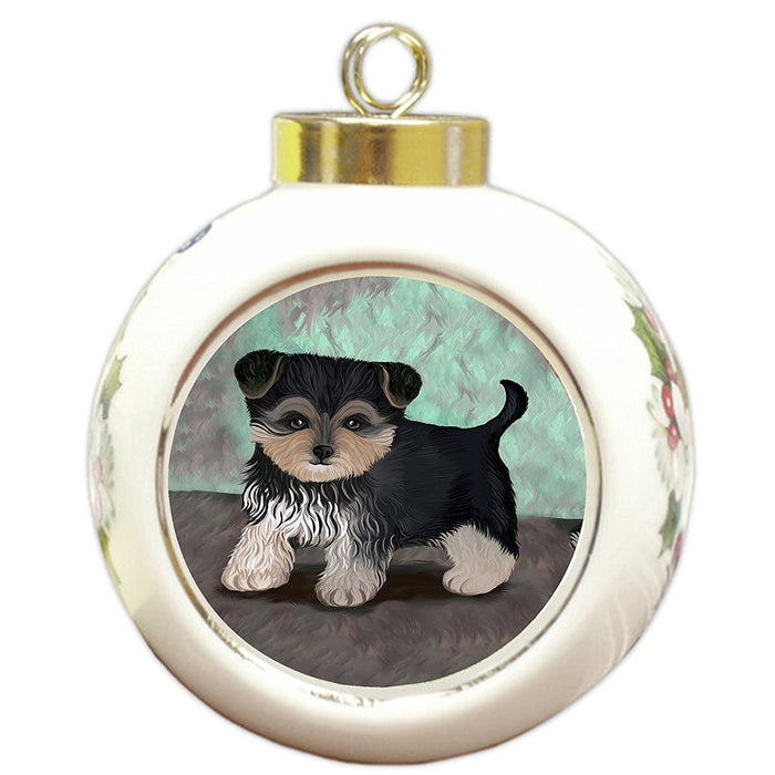 Yorkipoo Dog Round Ball Christmas Ornament