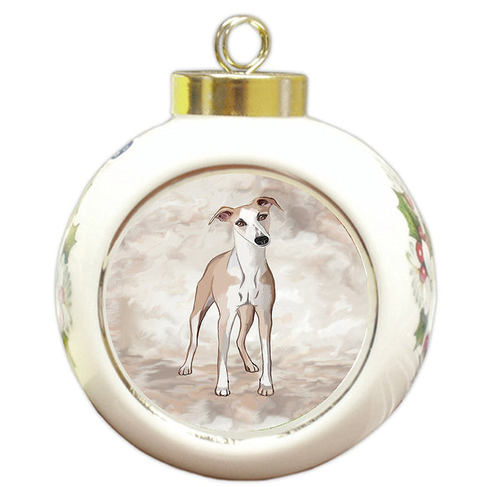 Whippet Dog Round Ball Christmas Ornament