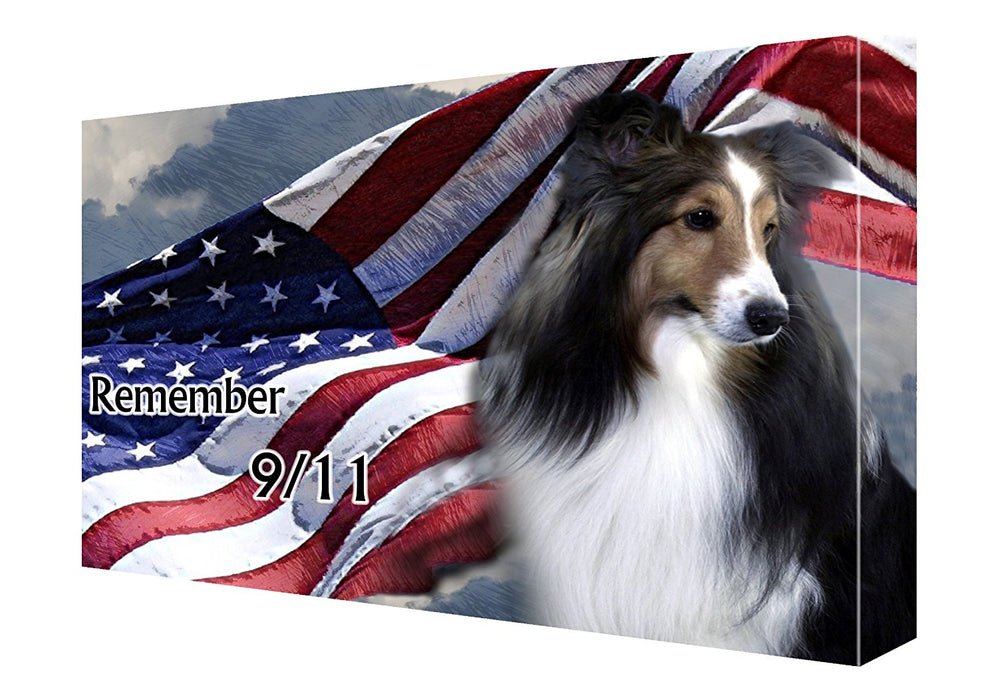 Sheltie Dog Canvas 18 x 24 Patriotic