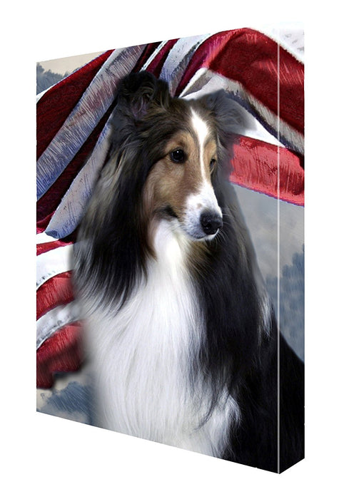 Sheltie Dog Canvas 18 x 24 Patriotic