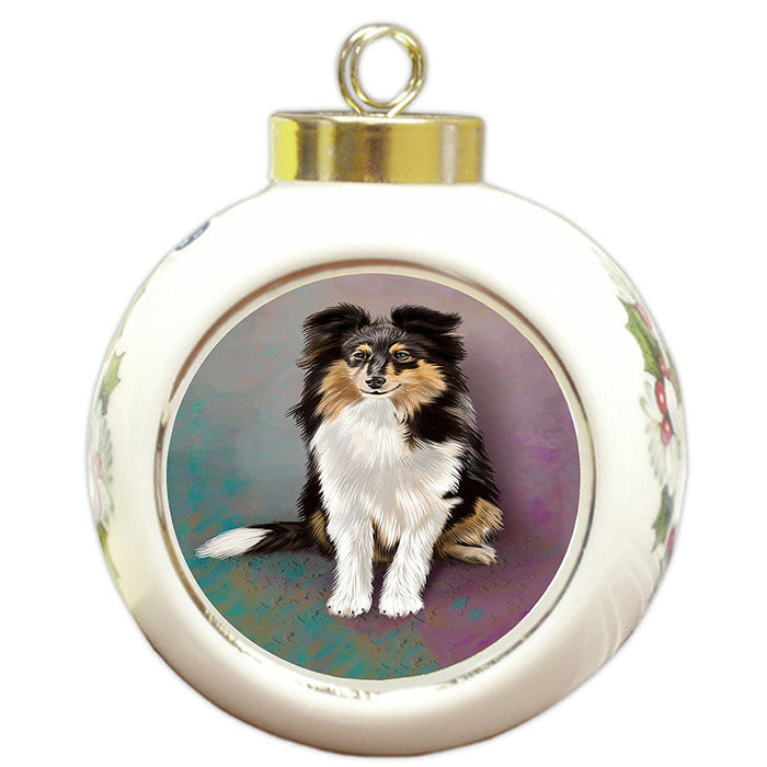 Shetland Sheepdogs Puppy Dog Round Ball Christmas Ornament