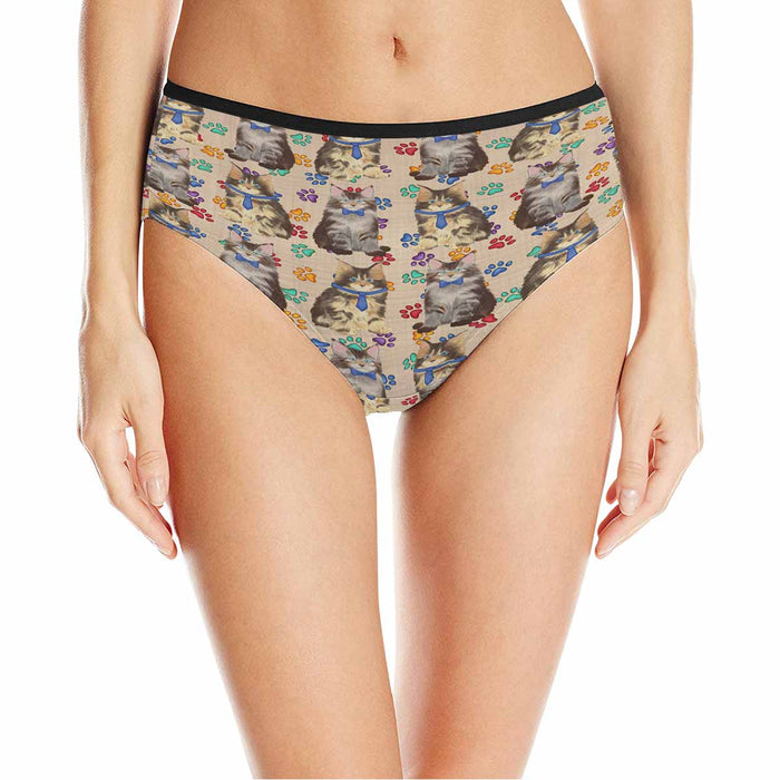 Maine Coon Cats Blue  Women&#039;s High Waist Briefs (Model L26)