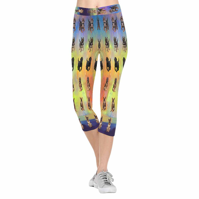 German Shepherd Dogs  All-Over Low Rise Capri Leggings (Model L08)