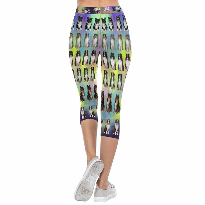 Australian Shepherd Dogs  All-Over Low Rise Capri Leggings (Model L08)