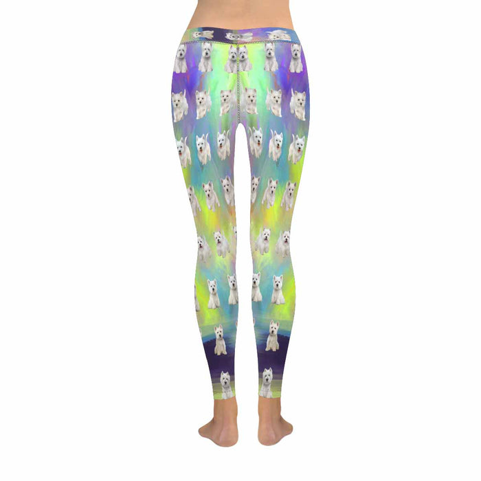 West Highland White Terrier Dogs  All-Over Low Rise Leggings (Model L07) (Outside Serging)