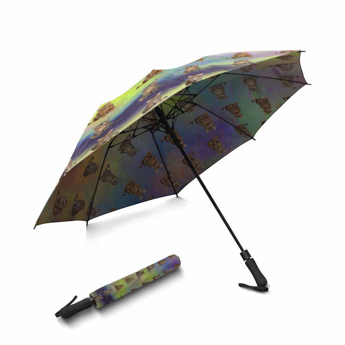 Bengal Cats  Semi-Automatic Foldable Umbrella