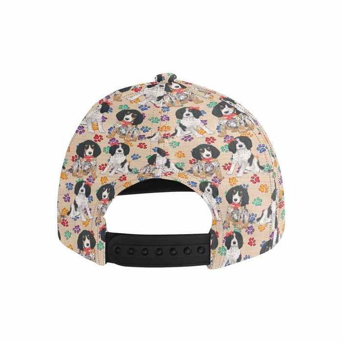Women's All Over Rainbow Paw Print Bluetick Coonhound Dog Snapback Hat Cap