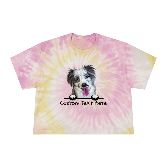 Women's Custom T-Shirt Dog Photo and Personalization Tie-Dye Crop Tee