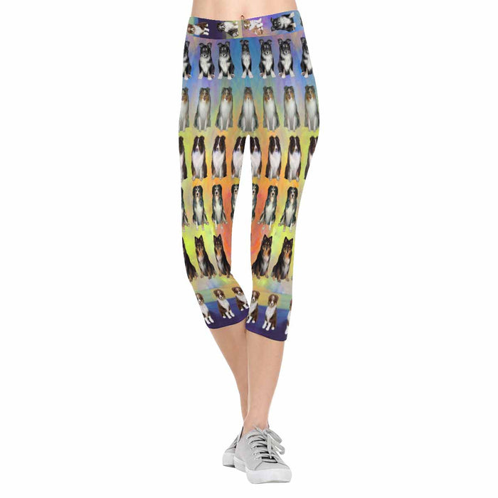 Australian Shepherd Dogs  All-Over Low Rise Capri Leggings (Model L08)