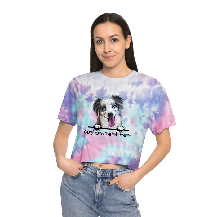 Women's Custom T-Shirt Dog Photo and Personalization Tie-Dye Crop Tee