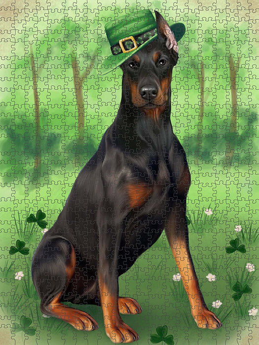 St. Patricks Day Irish Portrait Doberman Pinscher Dog Puzzle with Photo Tin PUZL50568
