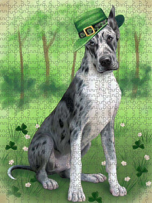 St. Patricks Day Irish Portrait Great Dane Dog Puzzle with Photo Tin PUZL50610