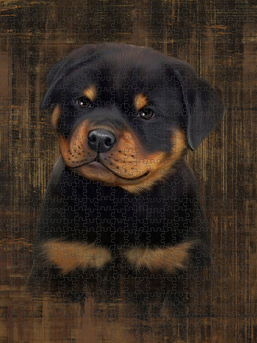 Rustic Rottweiler Dog Puzzle with Photo Tin PUZL48633