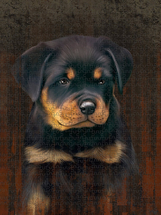 Rustic Rottweiler Dog Puzzle with Photo Tin PUZL48630