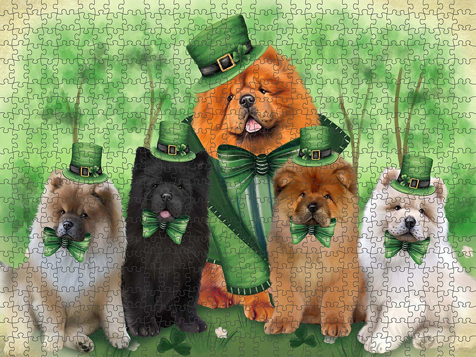 St. Patricks Day Irish Family Portrait Chow Chows Dog Puzzle with Photo Tin PUZL50526